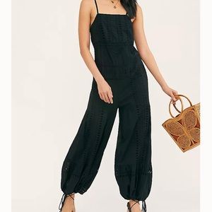 NWT Free People Savannah Lace Jumpsuit Black